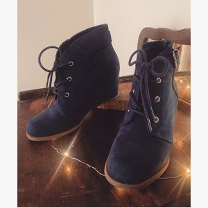 Navy lace up booties